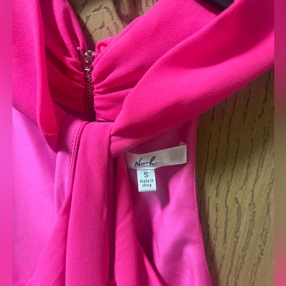Twist-Neck Mini Dress in Bright Pink - Picture 4 of 8